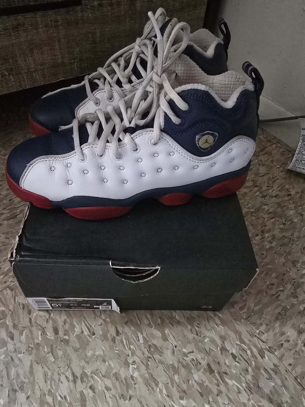 Jordan Kids Navy White Red Retro Basketball Shoes